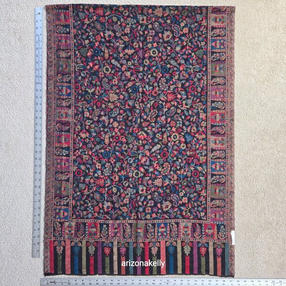 NWT Wool Scarf Jacquard Embroidered Colorful Mrignayani - Picture 10 of 12